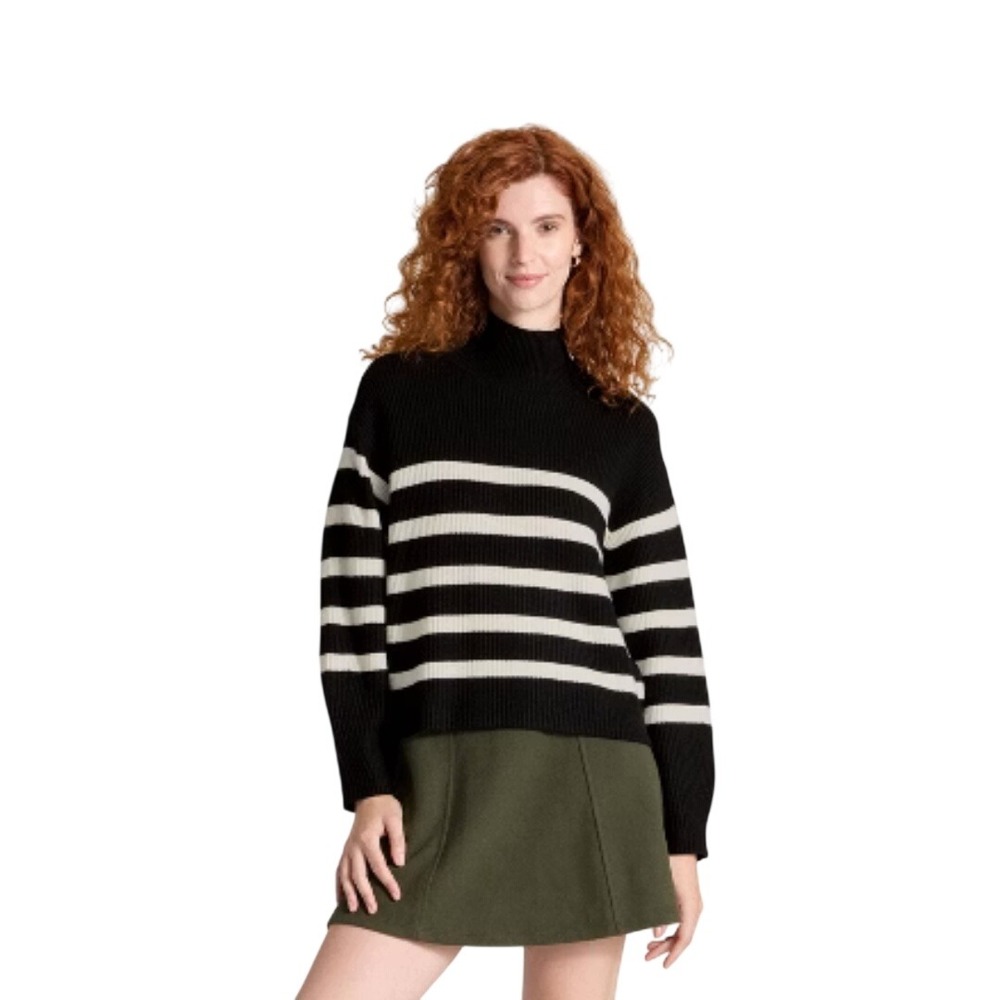 A New Day Women's Long Sleeve Mock Turtleneck Funnel Pullover Sweater Size‎ M